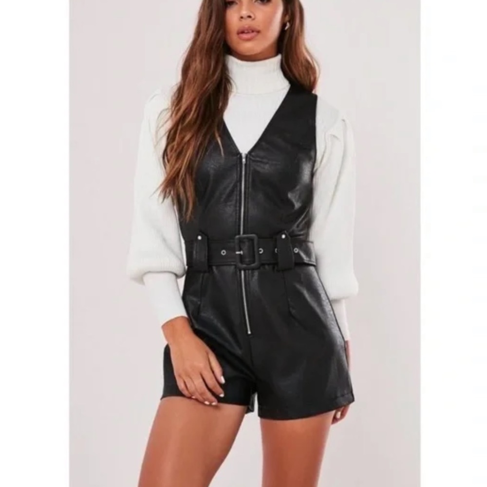 Misguided Faux Leather Playsuit/Romper
